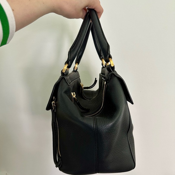 TORY BURCH Half Moon Black Medium Satchel Crossbody Bag - Picture 4 of 16